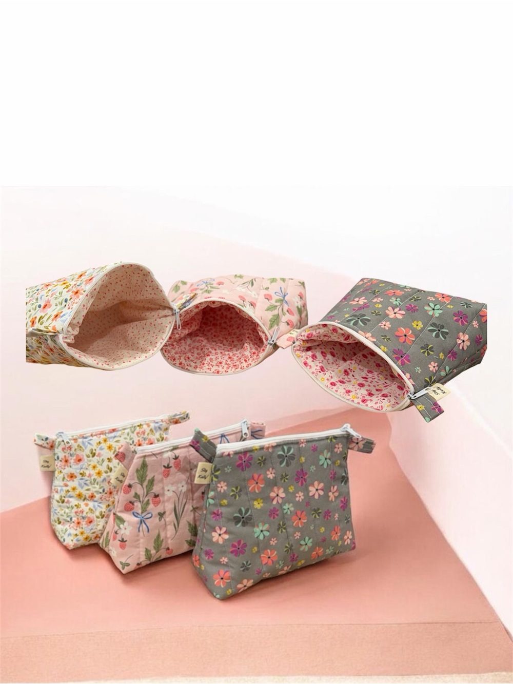 Floral Canvas Zip Pouch - Pink, Green & Yellow and Many Colors to choose from 😉